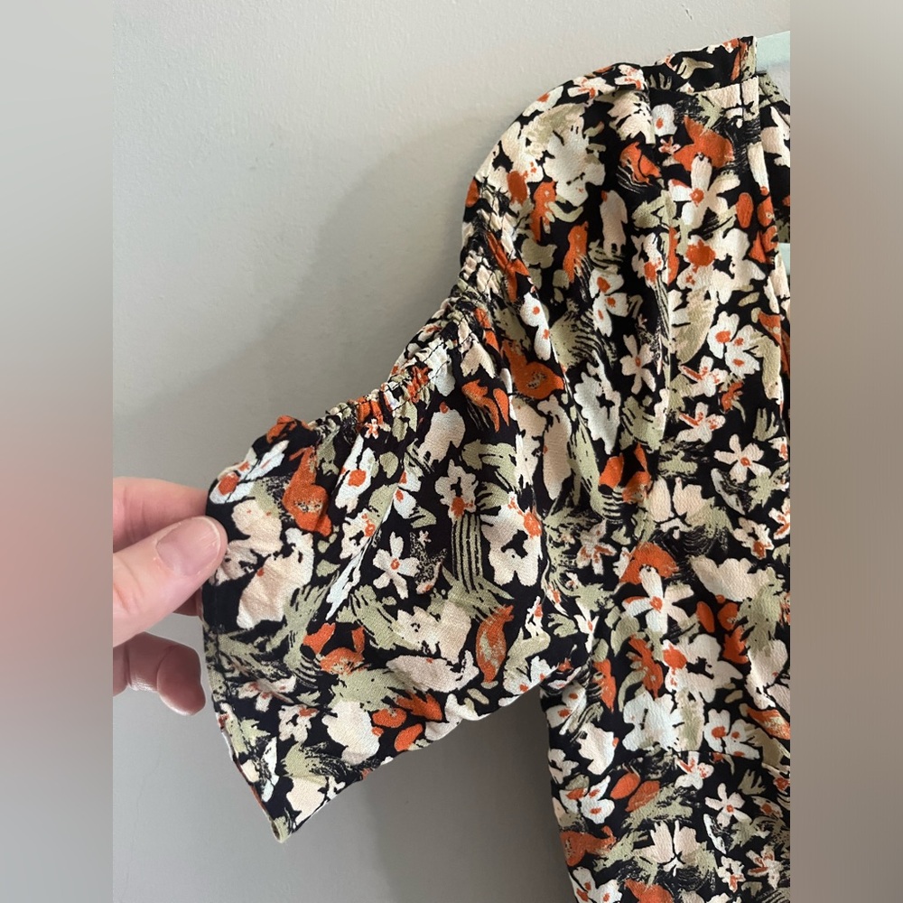 NWT Free People floral charcoal combo color mini dress size 6 - Picture 3 of 11